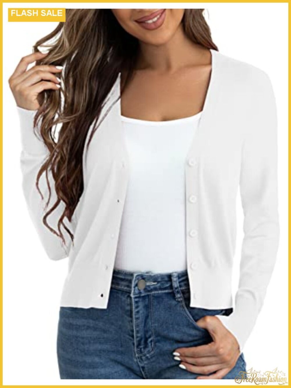 Ahlaray Women's Cropped Cardigan Sweater Lightweight Knit Open Front Shrug